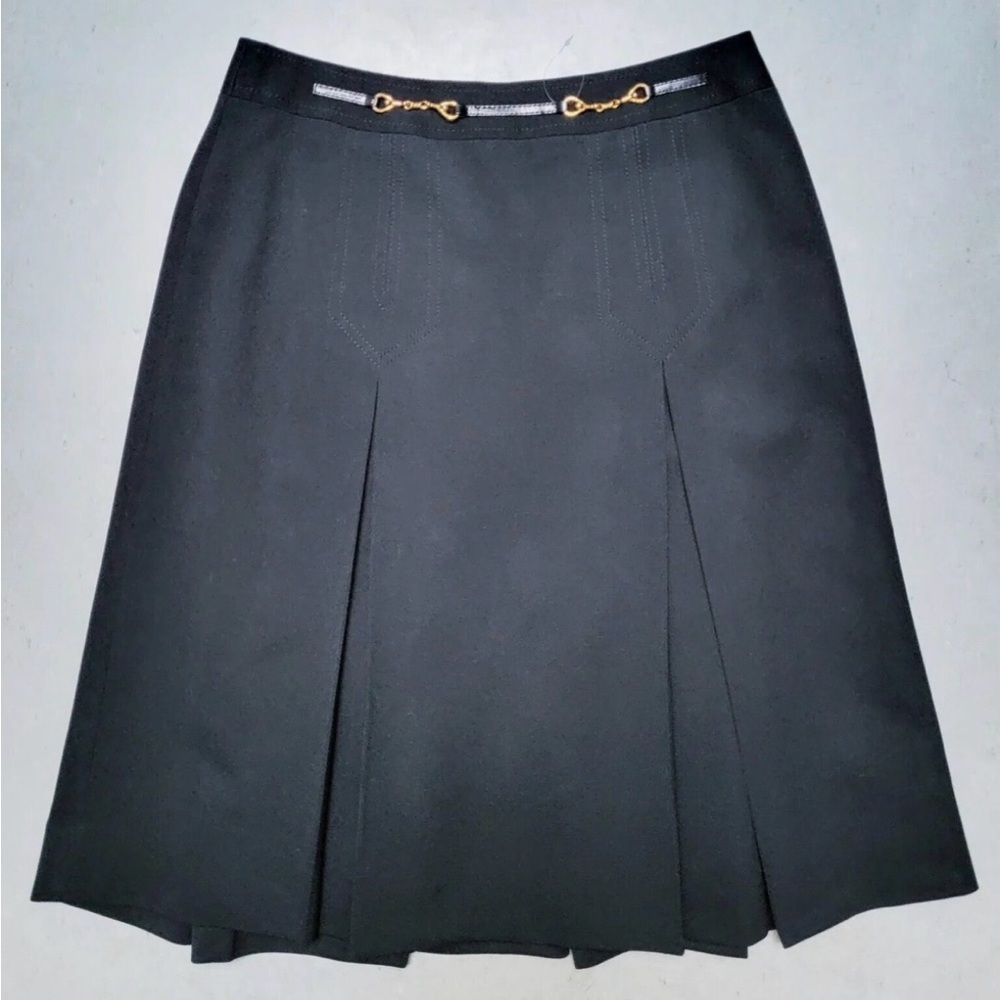 Celine Black Midi Skirt with Gold Accents